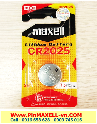 Maxell CR2025; Pin 3v lithium Maxell CR2025 1BS PRO (Loại vỉ 1viên)